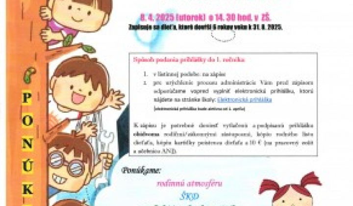 1. fotografia fotogalérie Zápis do prvého ročníka 2025/2026 - foto