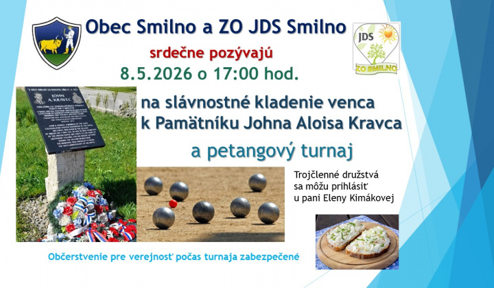 Fotka - Kladenie venca a petangový turnaj 7.5.2026 o 17.00 hod.